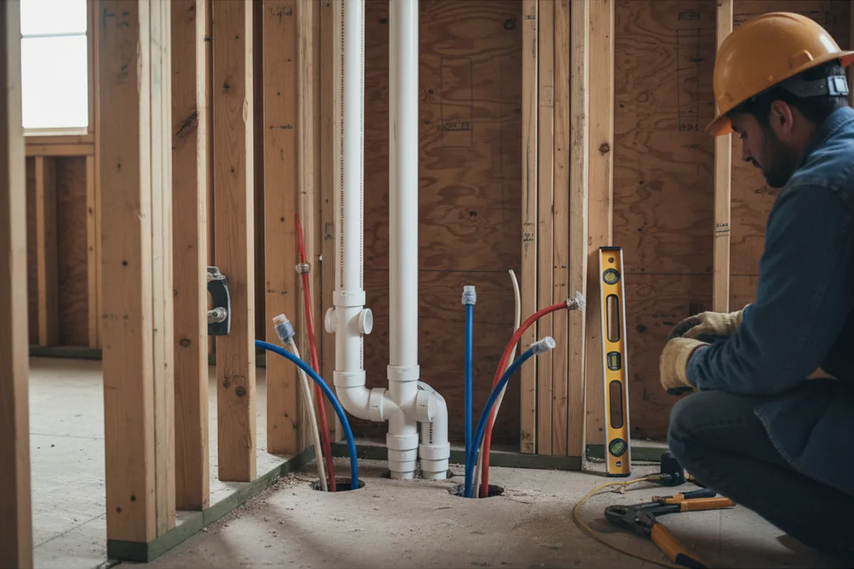 Drain and supply rough-in during Sump Pump Repair in Jeannette